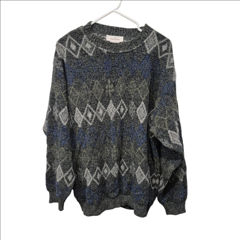 Ermenegildo Zegna Vintage Geometric Pattern Wool Blend Sweater